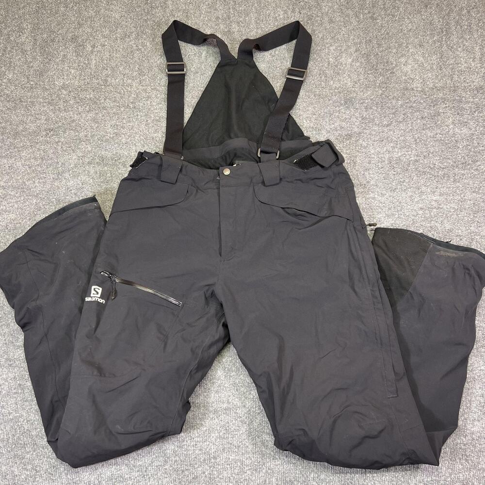 Salomon Snow Pants Mens XL Black AdvancedSkin Dry Waterproof Zip Bib Ski